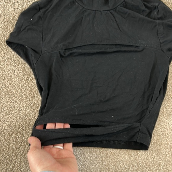 Black Turtleneck Crop Top with Slits | Black Turtleneck | Black Crop Top - Picture 3 of 6